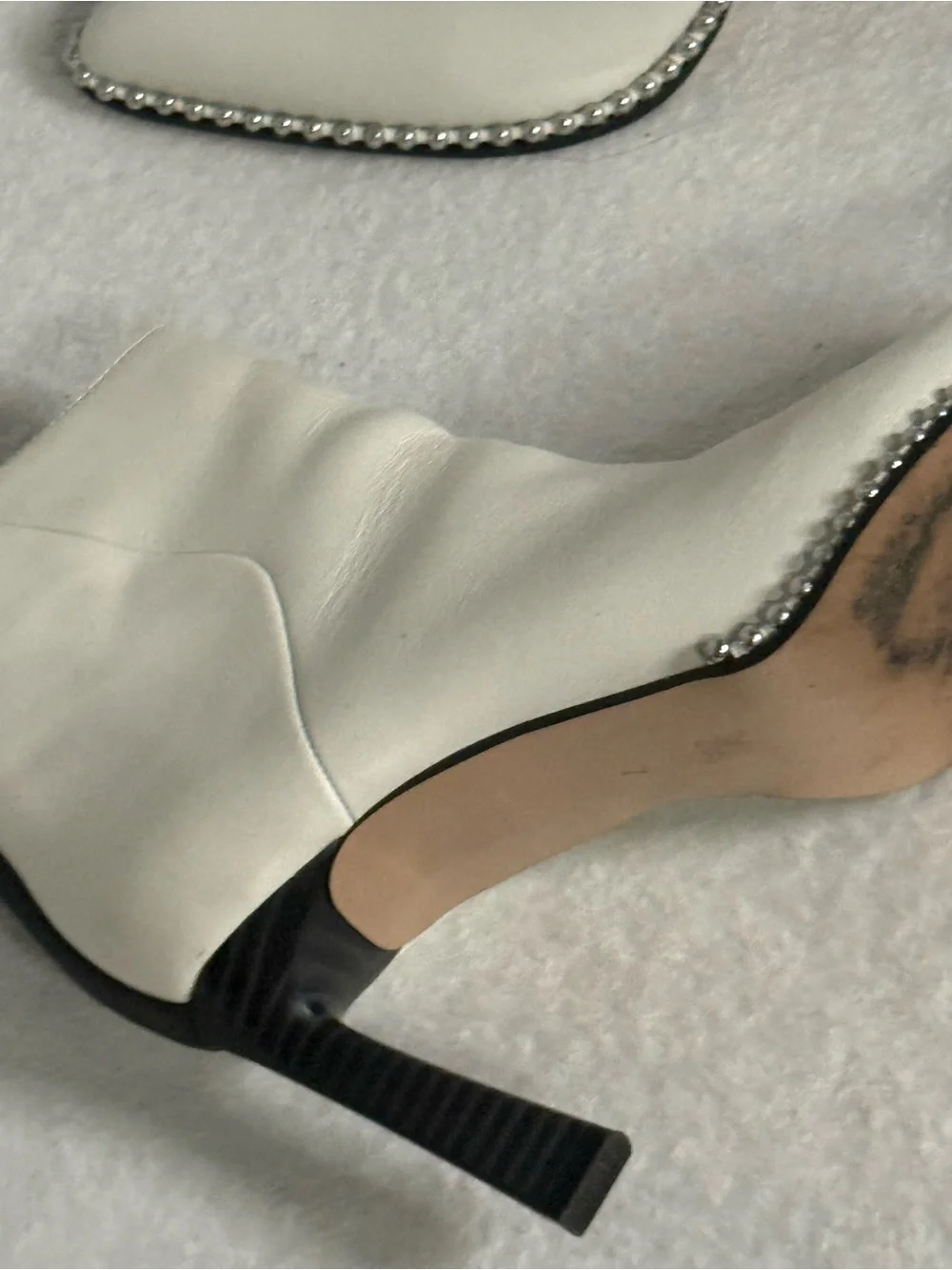 Women’s BCBG SIZE 7 White Ankle Boots with Studded Sole - Women's Fashion Boot